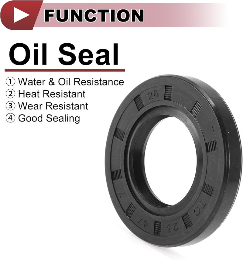 HEROFFIX 5 Pcs Rotary Shaft Seal High Pressure Oil Seal 25x47x7mm Black Nitrile 70 Durometer Rubber - Image 3